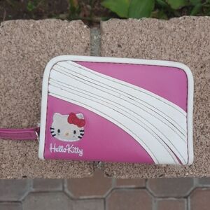 Vintage Hello Kitty 2003 Y2K Zippered Keychain Wallet Pink White Rare 4" x 3"